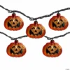 Set of 10 Jack O Lantern Shaped Halloween Lights 7.5ft Black Wire
