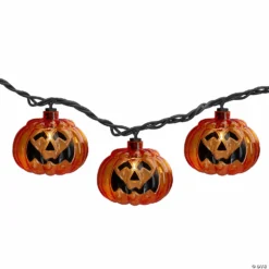 Set of 10 Jack O Lantern Shaped Halloween Lights 7.5ft Black Wire -Halloween Decorations Shop set of 10 jack o lantern shaped halloween lights 7 5ft black wire14256759 a01