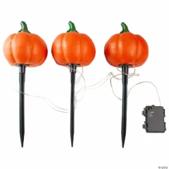 Set of 3 Lighted Jack-o-Lantern Halloween Pathway Markers -Halloween Decorations Shop set of 3 lighted jack o lantern halloween pathway markers14256881 a02
