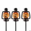 Set of 3 Orange Flickering Halloween Jack O’ Lantern Pathway Markers Outdoor Decor