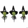 Set of 3 Smirking Witch Halloween Pathway Markers