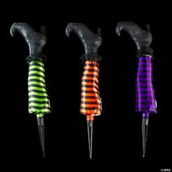 Set of 3 Striped Witch Leg Halloween Pathway Markers -Halloween Decorations Shop set of 3 striped witch leg halloween pathway markers14256880 a02