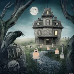 Set of 5 Ghost Shaped Halloween Pathway Markers - 3.75ft Black Wire -Halloween Decorations Shop set of 5 ghost shaped halloween pathway markers 3 75ft black wire14256861 a01