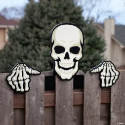 Skeleton Fence Peeker Halloween Decoration