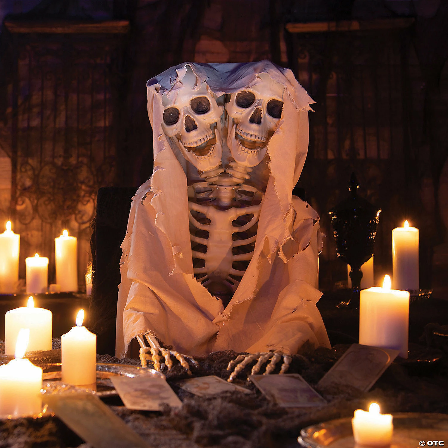 Two-Headed Life-Size Posable Skeleton Halloween Decoration 1 Two-Headed Life-Size Posable Skeleton Halloween Decoration