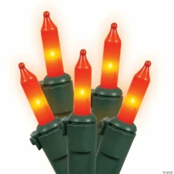Vickerman 50 Orange Mini-Light on Green Wire, 16' Christmas Light Strand