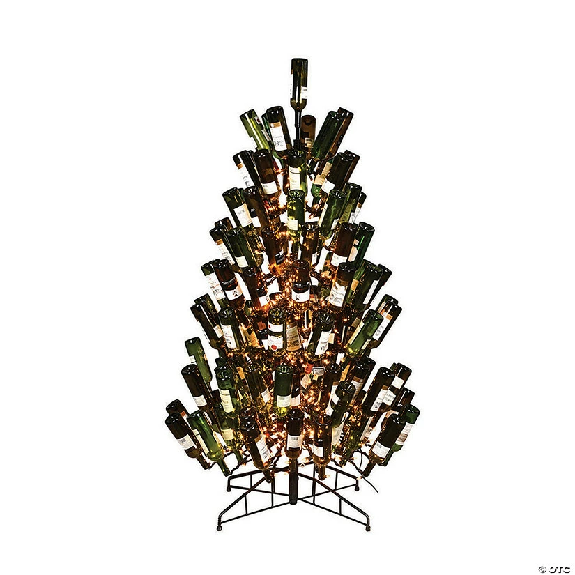 Vickerman 6.5' Black Wine Bottle Tree, Clear Dura-Lit® Mini Lights 1 Vickerman 6.5' Black Wine Bottle Tree, Clear Dura-Lit® Mini Lights